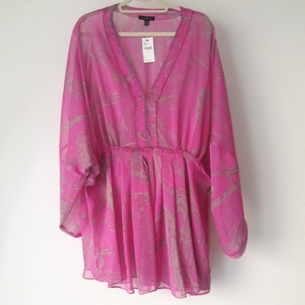 NWT Lane Bryant pink sheer v-neck tunic plus 26/28